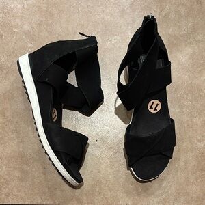 Eileen Fisher Black Suede Cross Strap Sandal